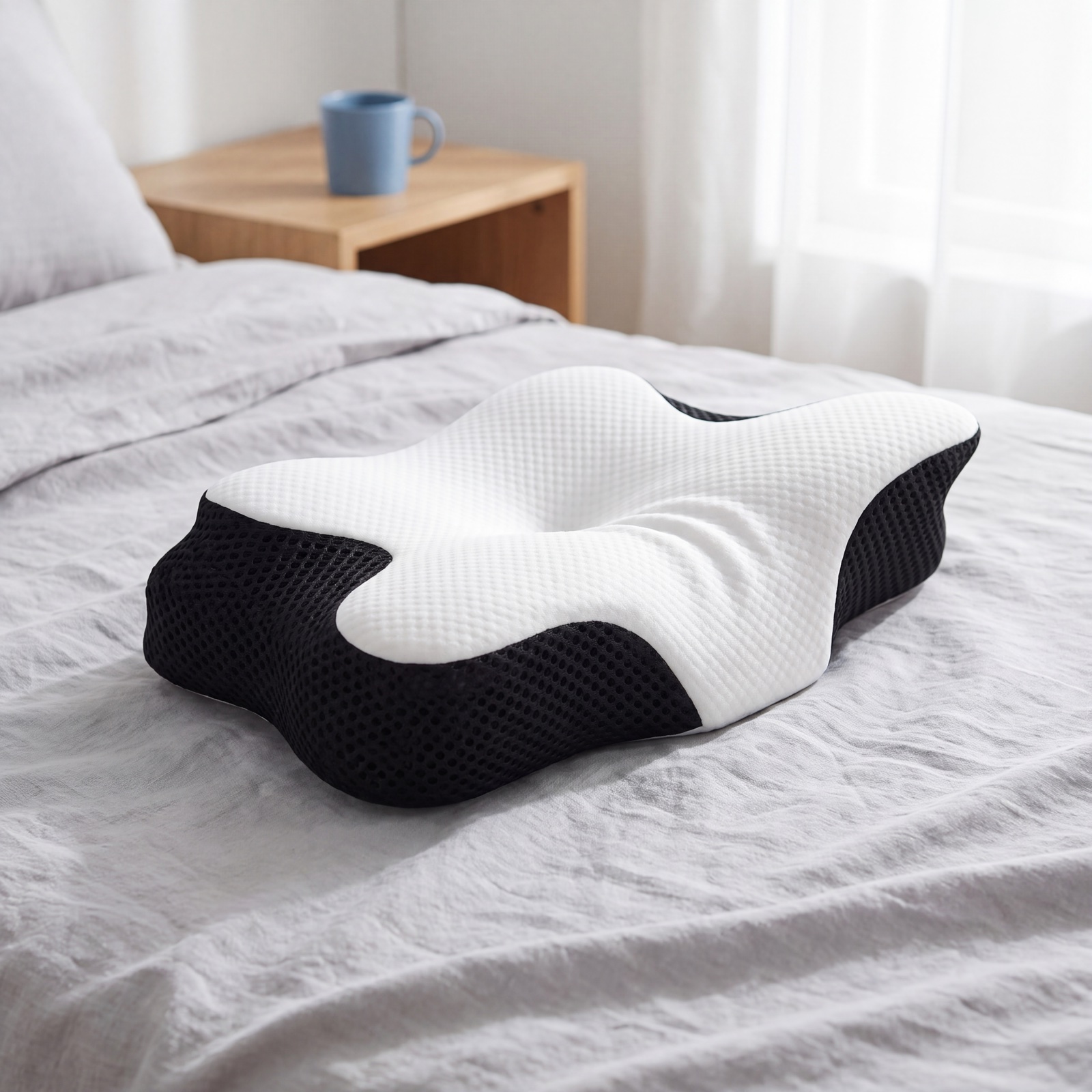 Cuscino ergonomico Wulove su un letto
